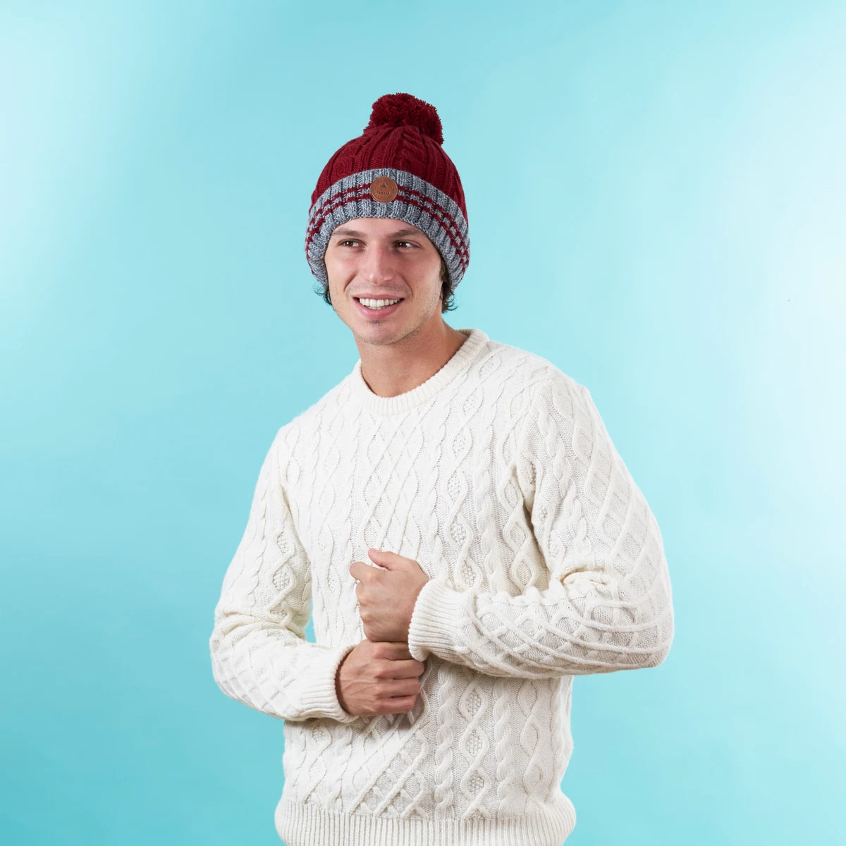 Beanie Creamy Gin Grey Burgundy - Cabaïa Europe - 